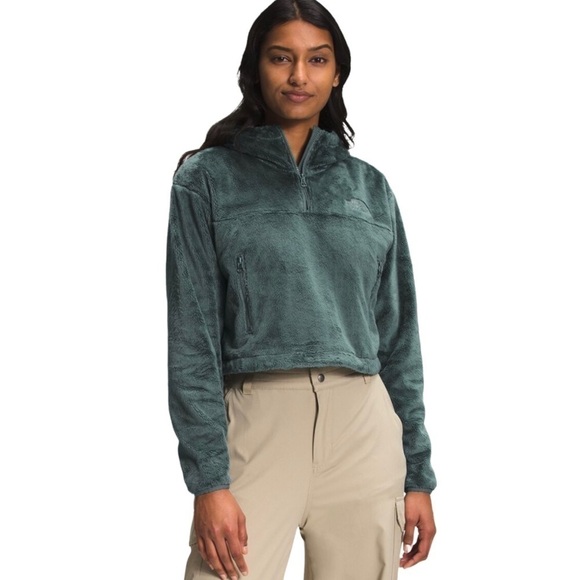 The North Face Osito Quarter‎ Zip Cropped Hoodie Balsam Green Size XXL - Picture 3 of 16